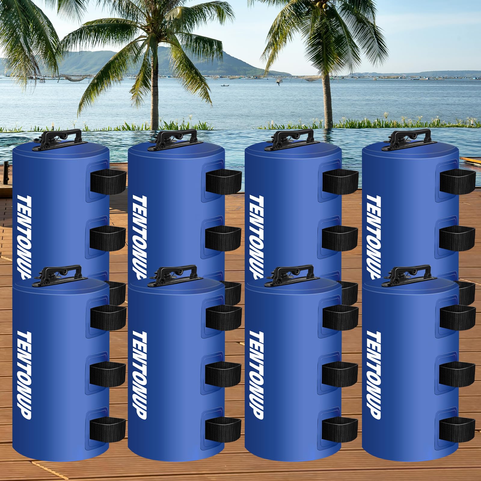 8 Pack Canopy Water Weight Bag, 176 LBS Water Tent Weights Set of 8 Leg Weights for Gazebo, Pop Up Canopy, Canopies, Tent (Blue 10L)