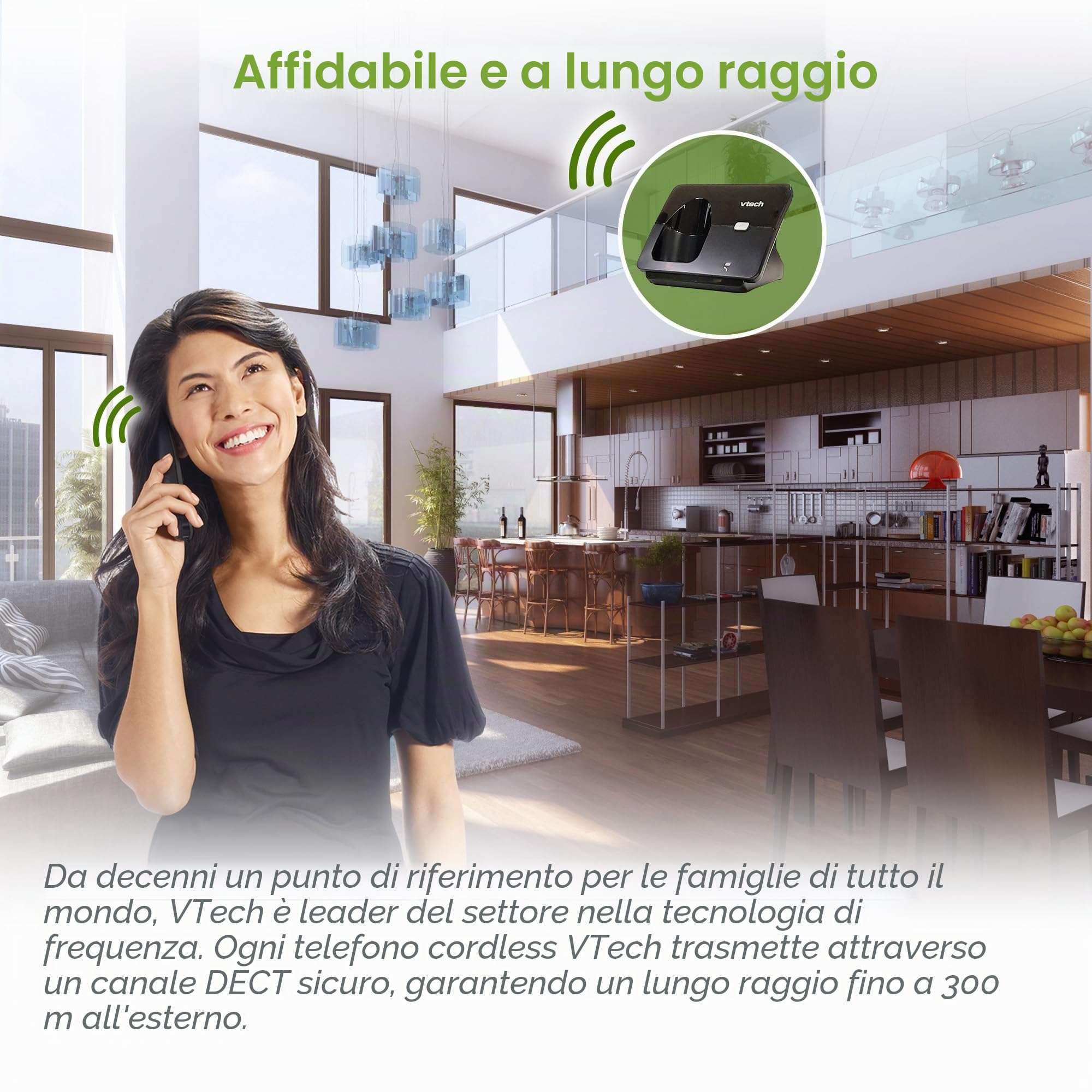 VTECH CS2001 Telefono wireless DECT a 2 combinati per la casa con blocco chiamate indesiderate, lungo raggio affidabile fino a 300m, ID chiamante