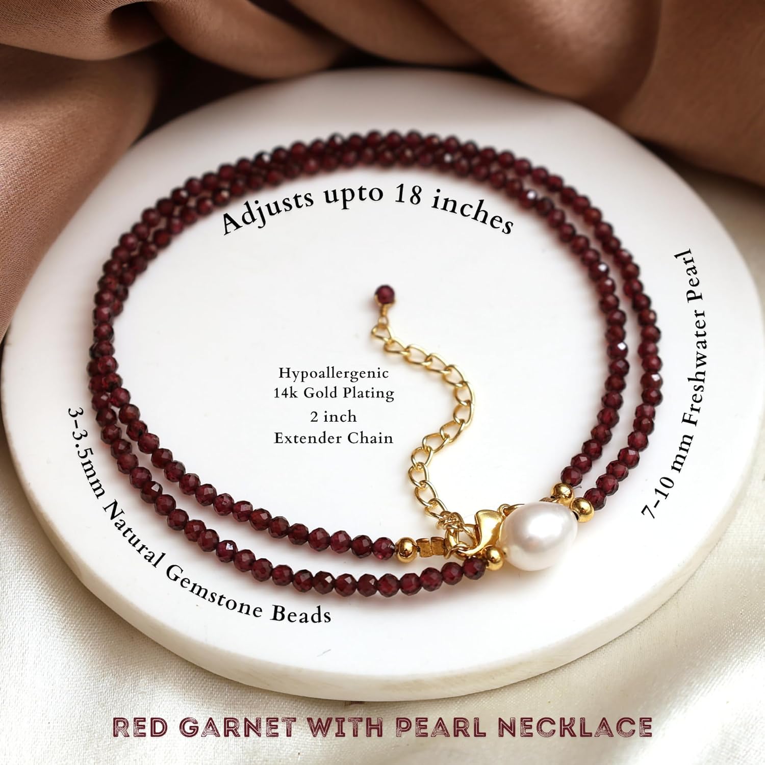 Gempires Gemstone Beaded Necklace with Freshwater Pearl Choker Style Jewelry Hypoallergenic Non Tarnish Gold Plated Crystal Beads Necklaces For Women - Image 4