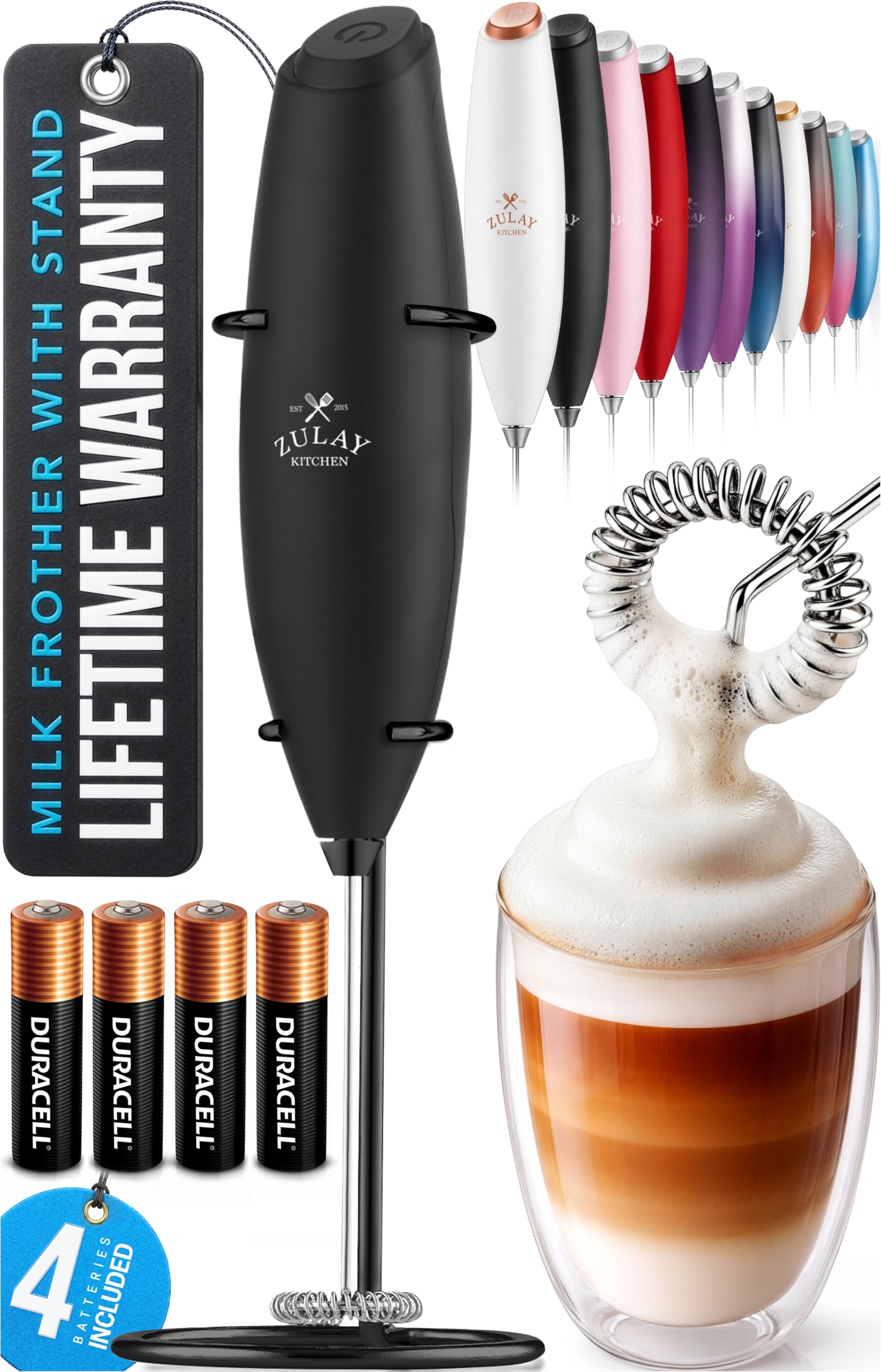Amazon.com: Zulay Kitchen Powerful Milk Frother Wand With Duracell