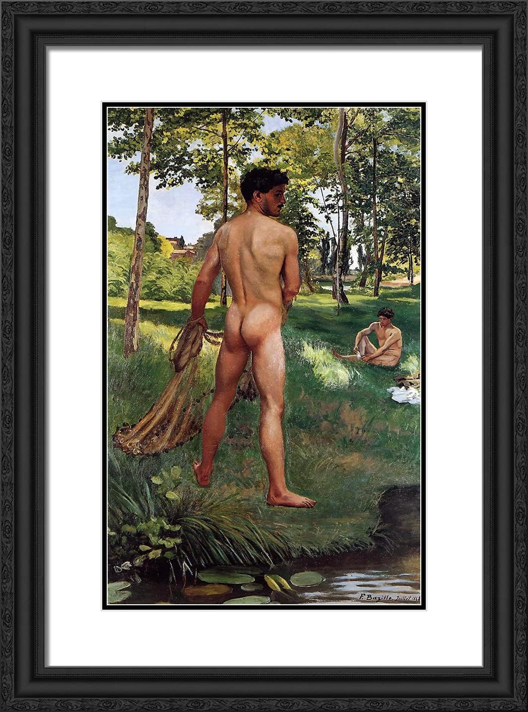 ArtDirect Bazille, Frederic 18x24 Gold Ornate Framed Art Print with Double Matting Titled: The Fisherman With a Net