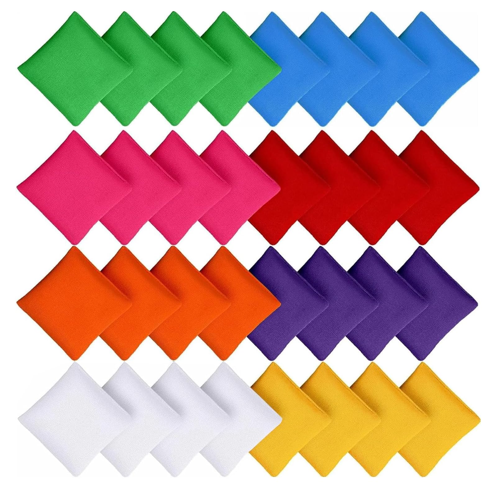 32 Stück Bohnensäckchen, Bunte Bean Bags, Sitzsäcke Werfen, mit Quarzsand Füllen 7 x 7cm Sitzsäcke Werfen Bunte Sandsäckchen Wurfsäckchen, für Outdoor Gärten Jonglieren Spiel, Partyspiele