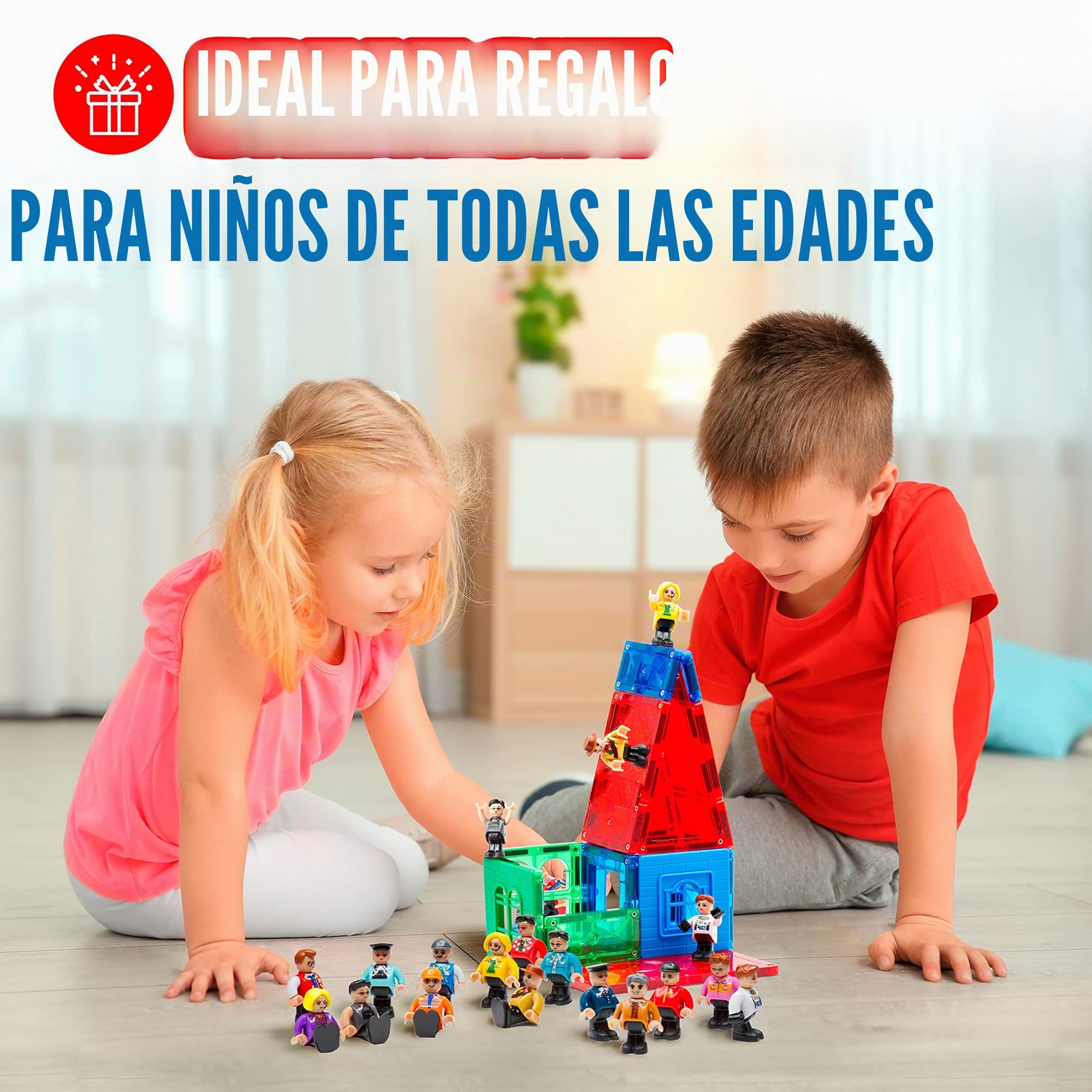 Playmags magnéticos Figuras-Comunidad Figuras Juego de 15 Piezas - Juega Personas fichas magnéticas - Stem Juguetes de Aprendizaje para niños - Expansión magnética Azulejos Pack-Compatible