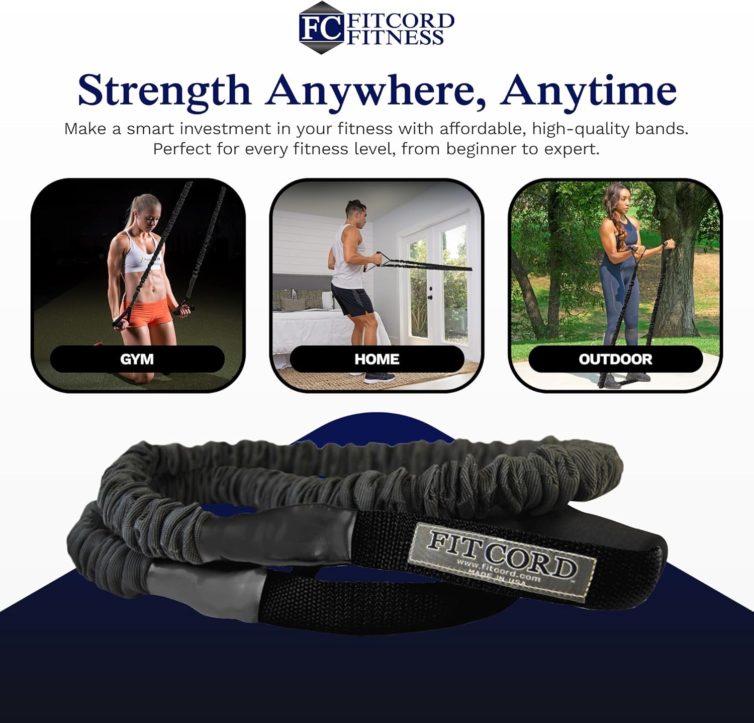 Single Bands, Heavy Duty Resistance Bands - Covered Tube Exercise Band with Padded Handles - Ideal for Gym & Home Dynamic Workouts and Training - Made in The USA - Black, Very Heavy 40lb