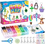 Funtopia Pony Beads, Create Your Own Bead Pets, Colorful Kandi Beads for Bracelets, Big Bead for Hair Braiding, DIY Jewelry and Crafts for Kids, Beginners and Adults (1500 Bead Kit, 30 Designs)