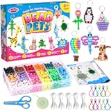 Beads for Crafts, Pony Keychain Making Kit, Pets Art Crafts for Kids Beginners, Birthday Party DIY Craft for Girls Boys (1500 Beads, 30 Designs)