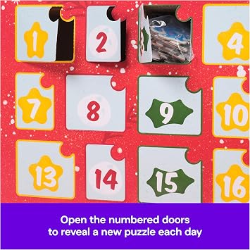 Spin Master Games Disney Puzzle Advent Calendar | Count Down the Holidays by Revealing & Building 24 Unique Disney-Themed Puzzles & Ornaments, 300 Puzzle Pieces, Ages 3 & Up