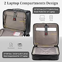 Vista 4 de 16 Inch Carry On Luggage with 2 Compartments for 14” & 15” Laptop, 16.14*8*17.12” Rolling Briefcase, Lightweight Hardshell ABS+PC Suitcase with
