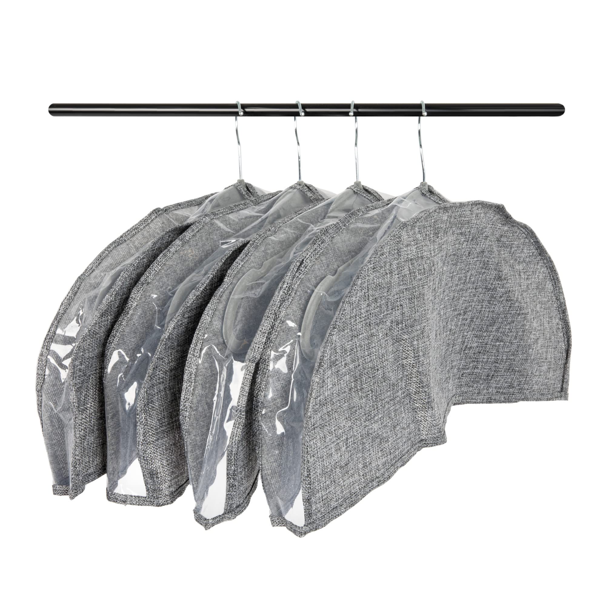 Hanging Garment Shoulder Dust Covers for Closet, Set of 4, Graphite Gray