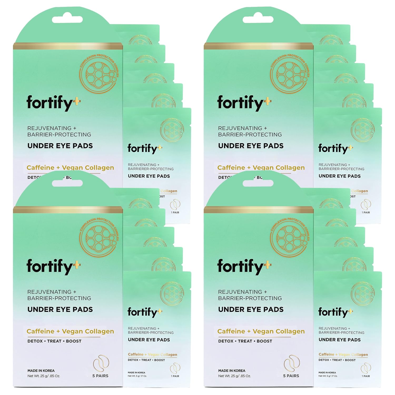 Fortify Skincare Under Eye Patches For Puffy Eyes and Dark Circles - Caffeine, Collagen & Zeolite - 3-in-1: Detox, Treat, Boost - Dermatologist Tested, Anti-Aging, Anti wrinkle Patches- 20 Pairs