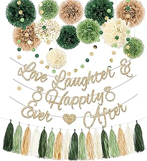 Bridal Shower Decorations Sage Green Bachelorette Party Decorations Love Laughter Happily Ever After Banner Paper Pom Poms Paper Tassel Garlands Wedding Shower Party Decor