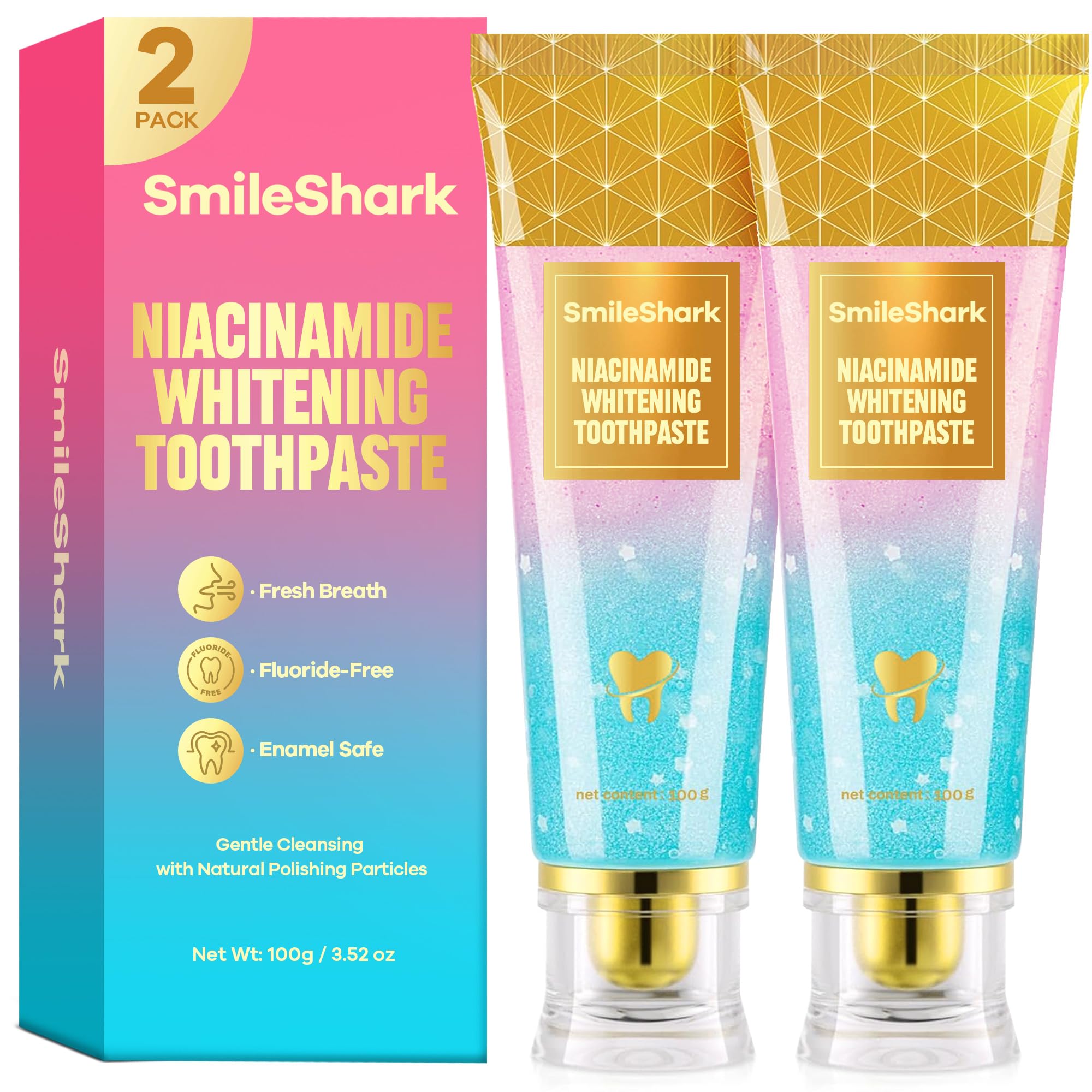 Niacinamide Whitening Toothpaste 2 Pack Niacinamide Toothpastes for Adults Radiant White Toothpaste for Stain Removal Fresh Breath Enamel