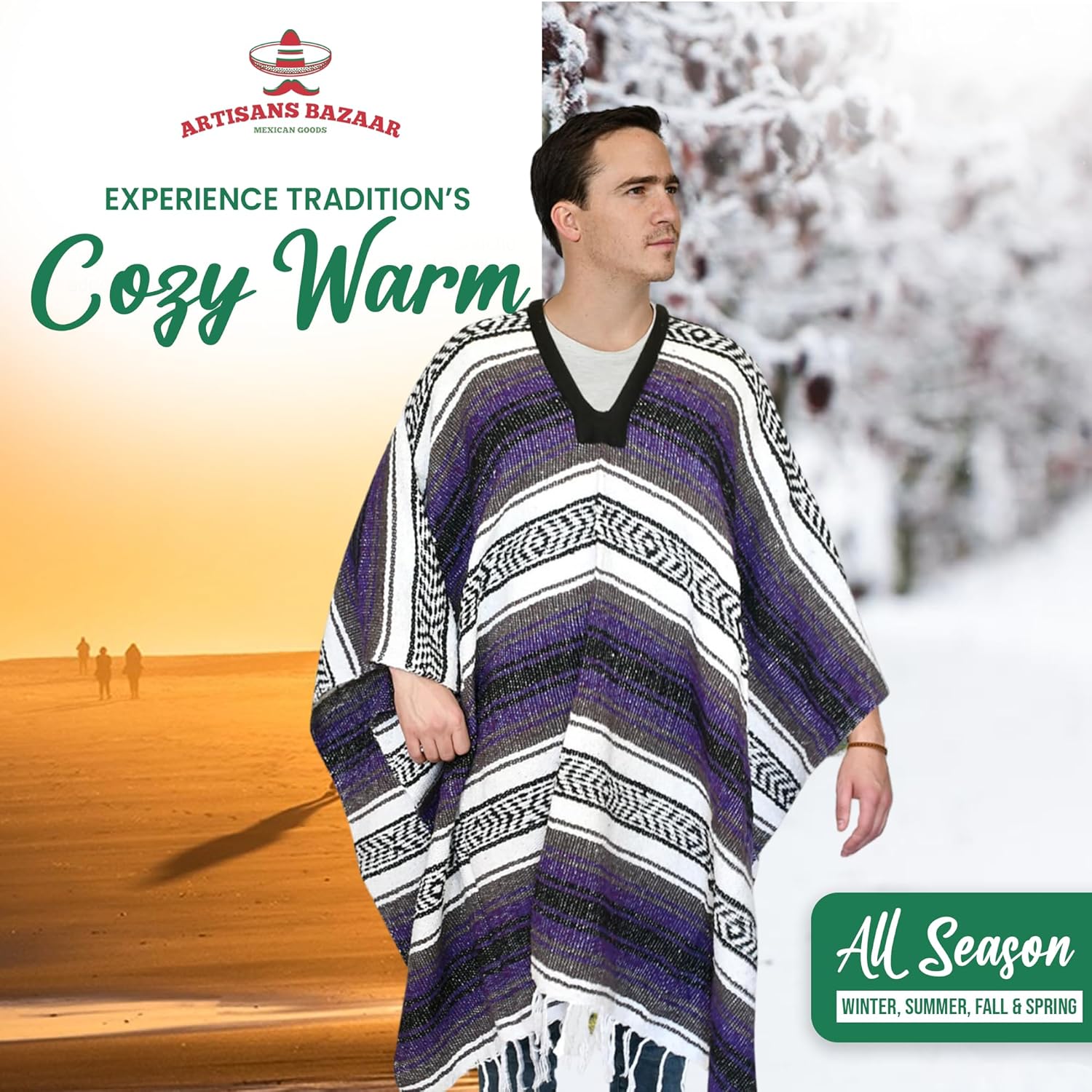 Artisans Bazaar Casaco mexicano de inverno mexicano Baja Poncho 100% quente e confortável em promoção! Veja a oferta e mais achadinhos de Jaquetas & Casacos 6 Hoje é o melhor dia para comprar Artisans Bazaar Casaco mexicano de inverno mexicano Baja Poncho 100% quente e confortável com aquele preço maroto! Promoção! Aproveite a oferta! 6