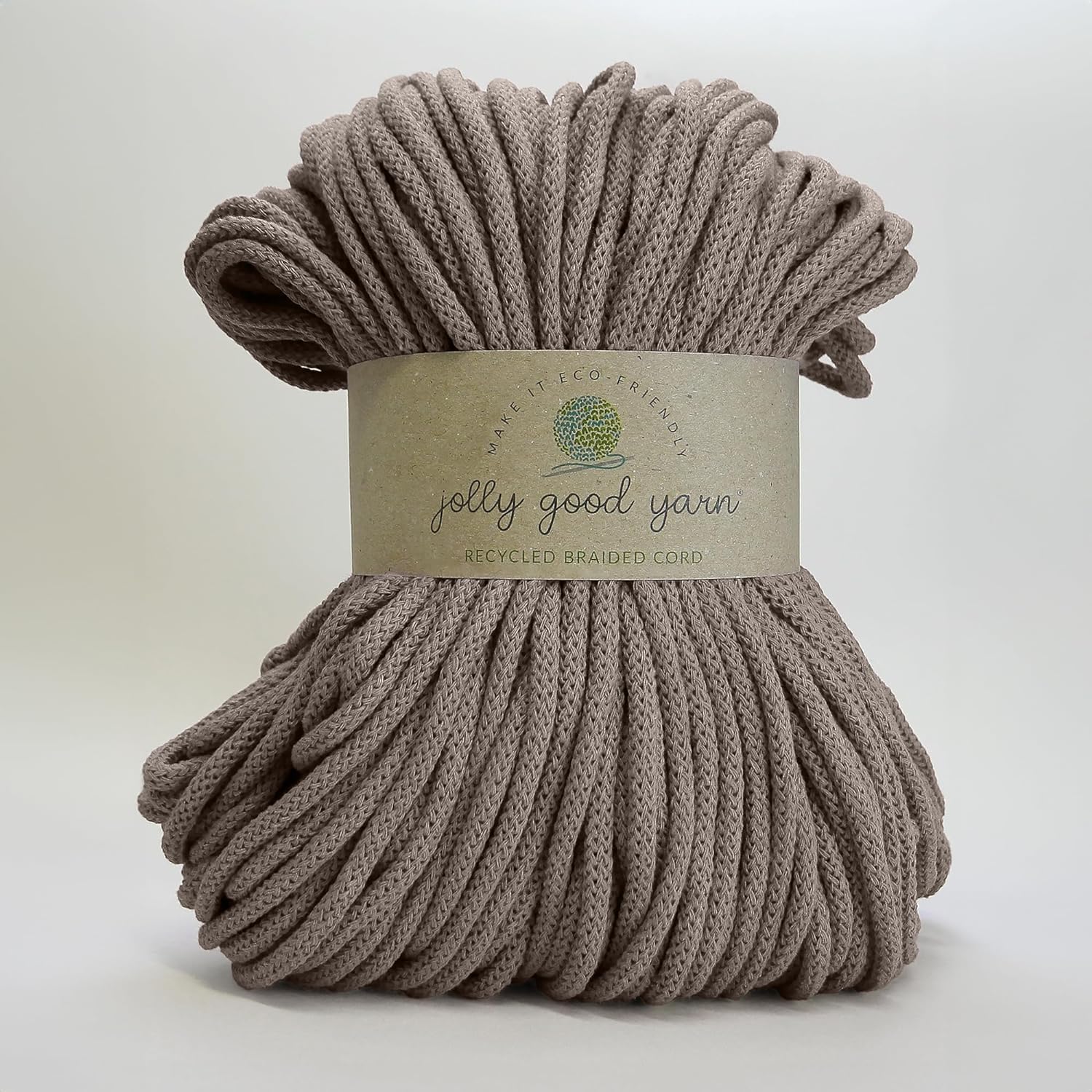 Jolly Good Yarn Ottery Taupe 5Mm Braided Macrame Cord Rope By Soft Recycled Cotton, 100M (500G), Wall & Plant Hangers, Textile Jewellery, Decorations (Ottery Taupe)