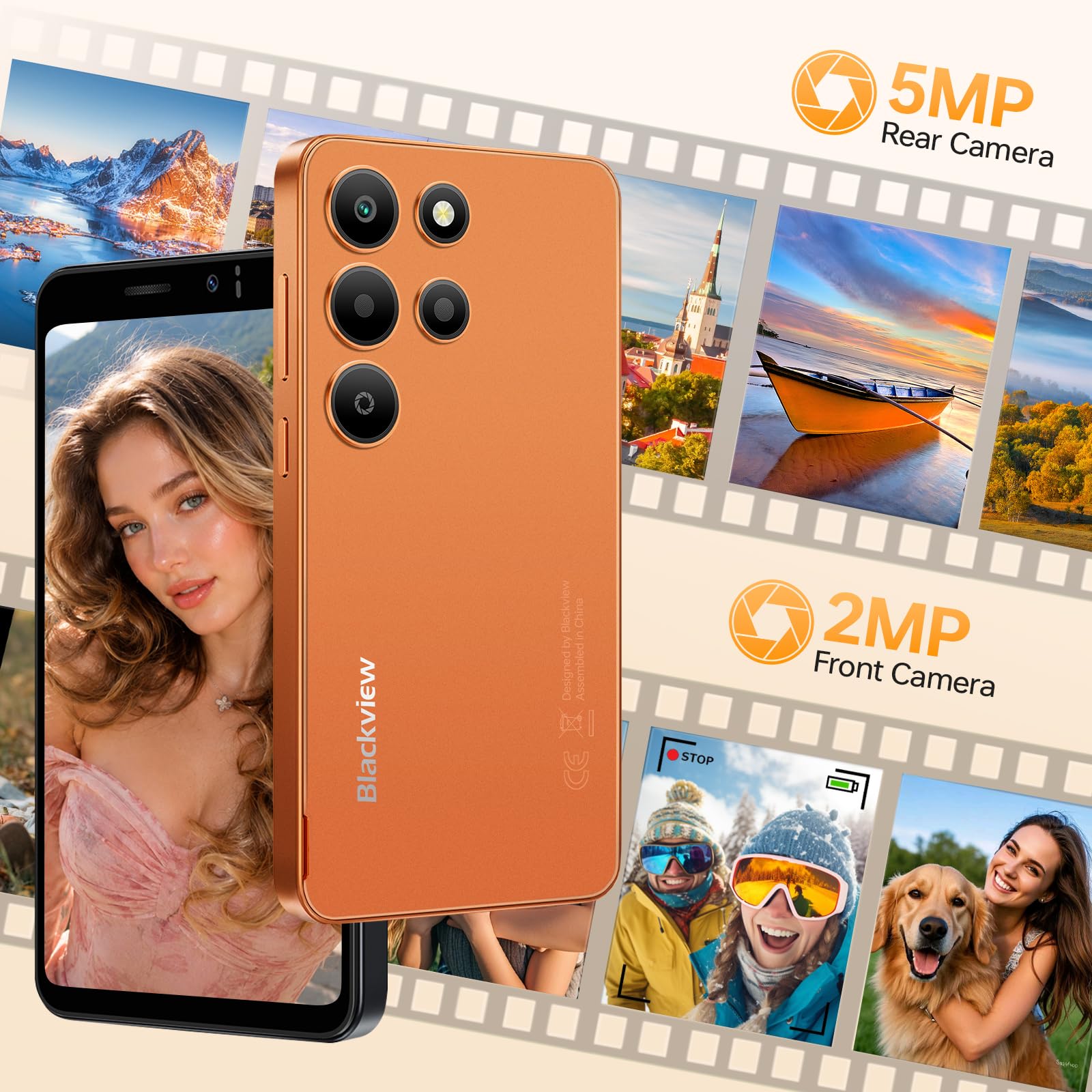 Blackview WAVE 2C Smartphone Android 16, 5" Mini Cellulare in Offerta | 12GB RAM+32GB ROM/1TB Telefono Cellulare in Offerta, 3000mAh Cellulari, 4G Dual SIM Telefoni, Face ID, 3 Slot Carte, 3.5mm