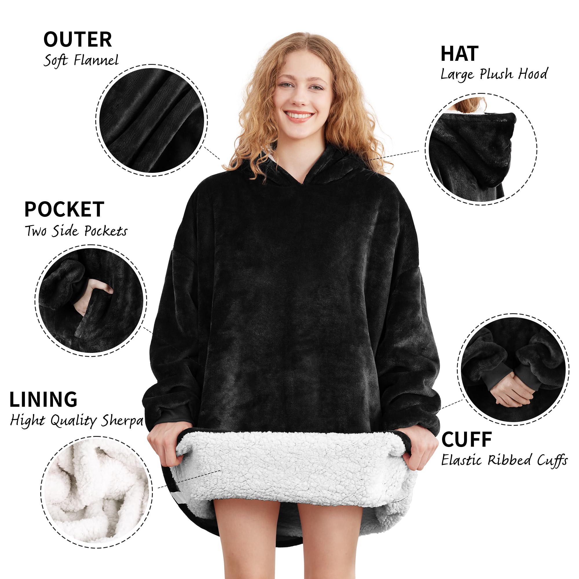 AmyHomie Wearable Blanket Hoodie – Oversized Sherpa Sweatshirt For Men, Women & Kids | Cozy Fleece Hug - View #3
