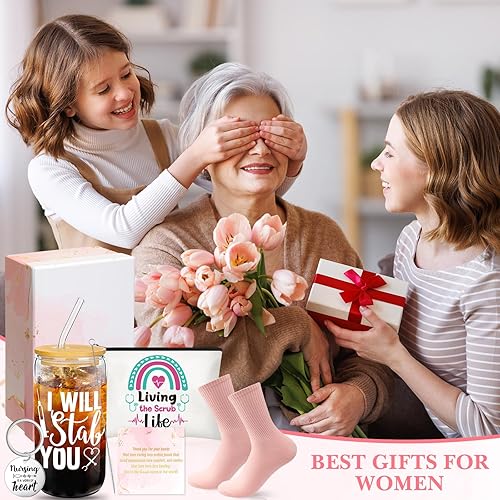 Miniatura 12 de Hsei 6 Pcs Graduation Appreciation Gifts for Women Thank You Gifts for Nurse Employees Staff Coworker Team Teacher Including 16 oz Glass Cups