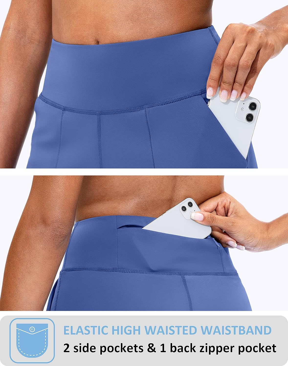 SANTINY Women's Athletic Bermuda Shorts High-Waisted Long Shorts for Women Running Yoga Lounge with Pockets - Image 3