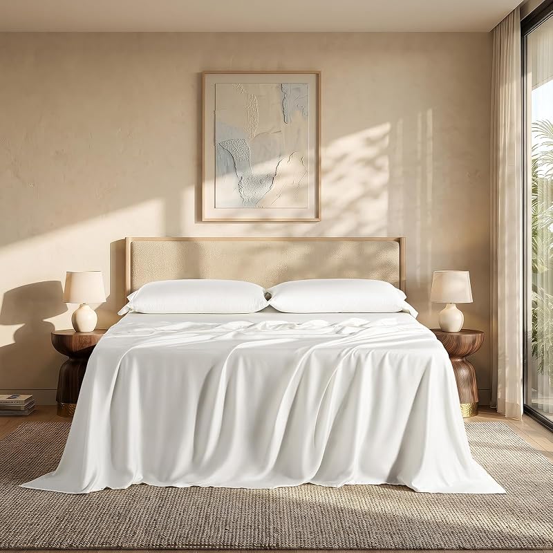 EverGrace 100% Rayon from Bamboo Sheet Set, King Size, Bright White image 2