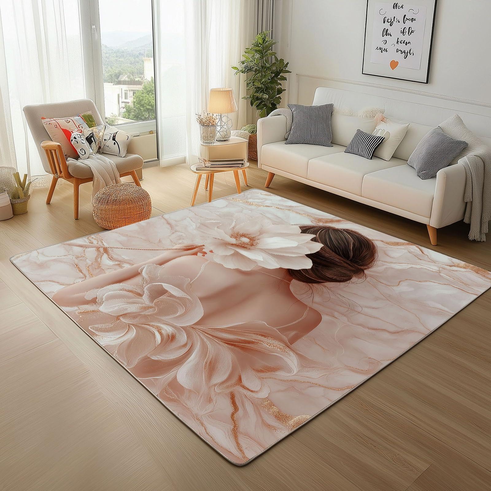 Tapis moderne floral esthétique pour une décoration intérieure douce