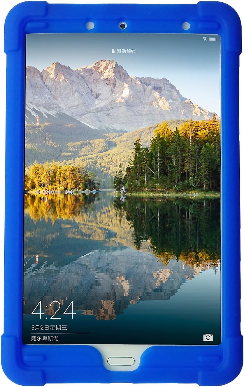MingShore for Huawei MediaPad M5 8.4 Inch Tablet 2018 Released Silicone Rubber Rear Bumper SHT-W09-AL09 Kids Friendly Handstrap Soft Rugged Case Blue