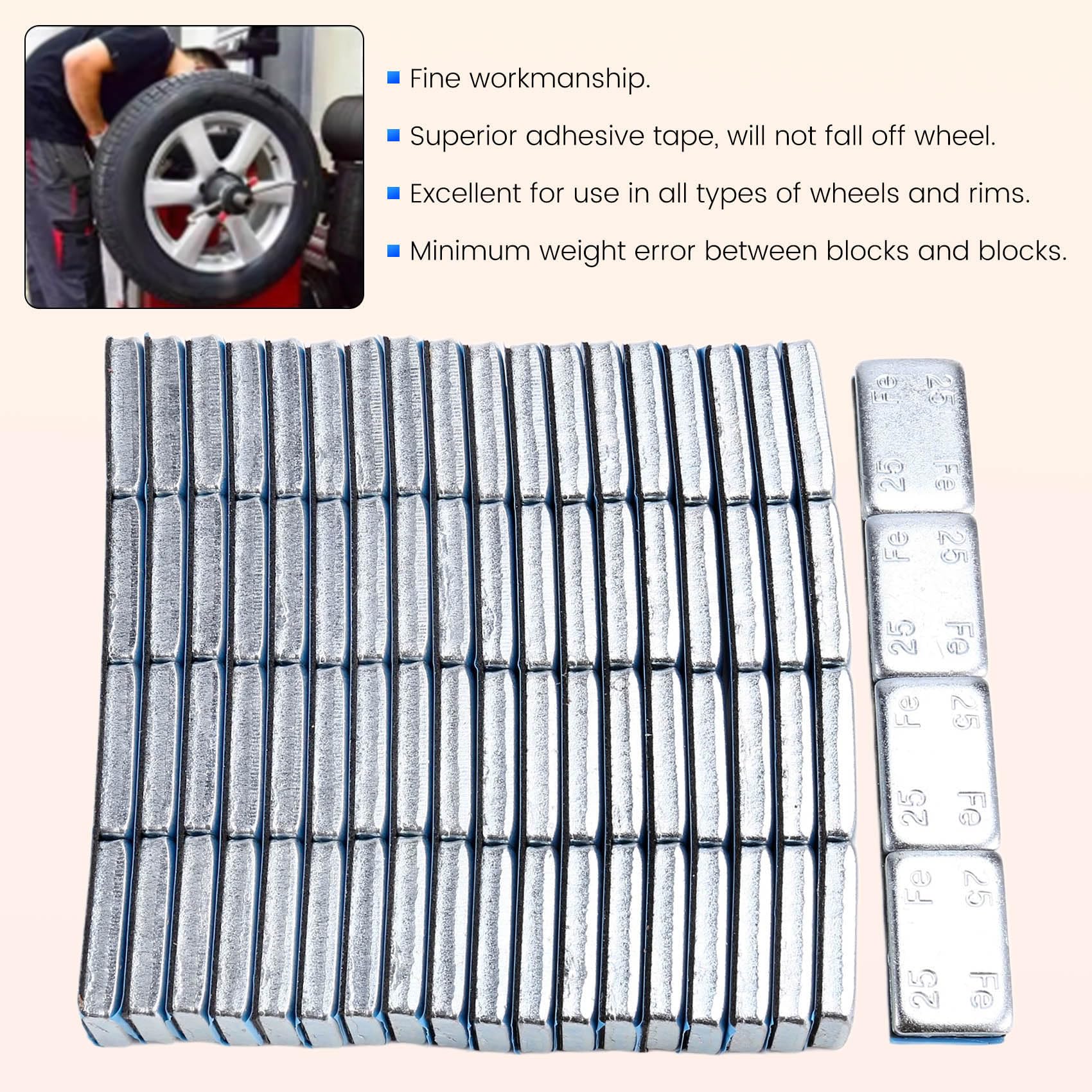Kit d'équilibrage de roue de voiture, 75 pièces, loquets de pneus de voiture, outils de moto, kit d'équilibrage pour les pneus adhésifs, poids d'équilibrage de roue de pneu
