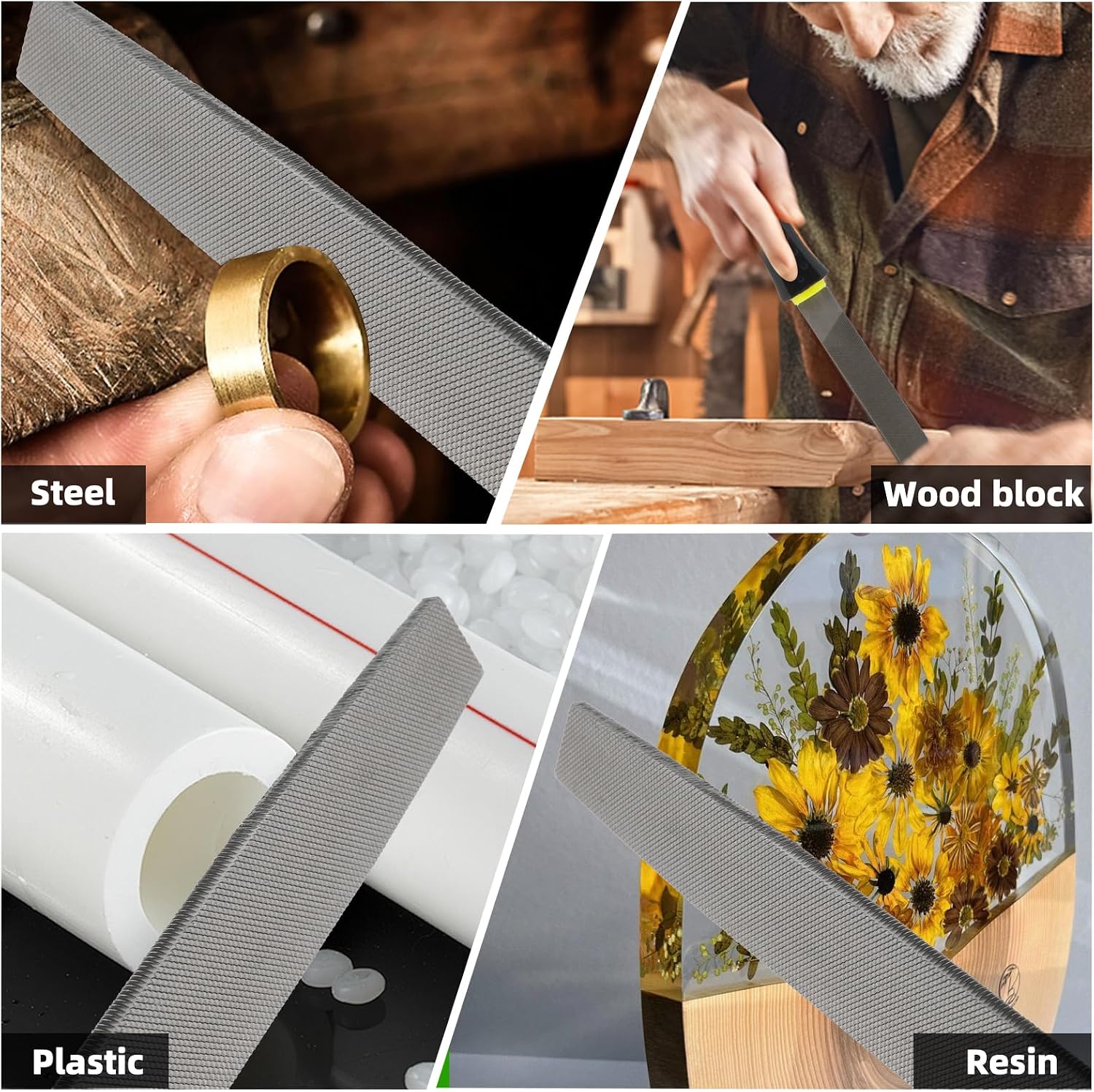 6inch Length Flat File, High Carbon Steel Hand File with Ergonomic Handle for Removing, Refining, Shaping and Scraping Projects
