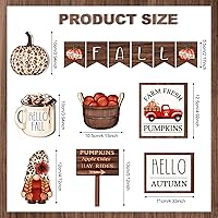 Vista 3 de Juego de 13 piezas de decoración de bandejas escalonadas de otoño de Acción de Gracias, calabaza, gnomo, letreros de madera, estampado de leopardo