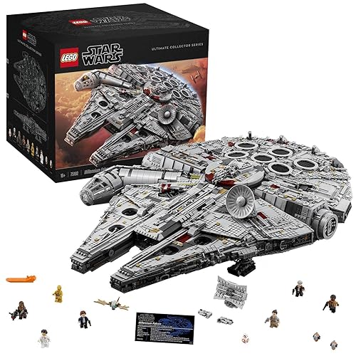 LEGO Star Wars Millennium Falcon, UCS Set for Adults, Model Kit to Build with Han Solo, Princess Leia & Chewbacca Minifigures, Plus Droid Figure, Collectible Gifts for Teenagers, Boys and Girls 75192 - Star Wars