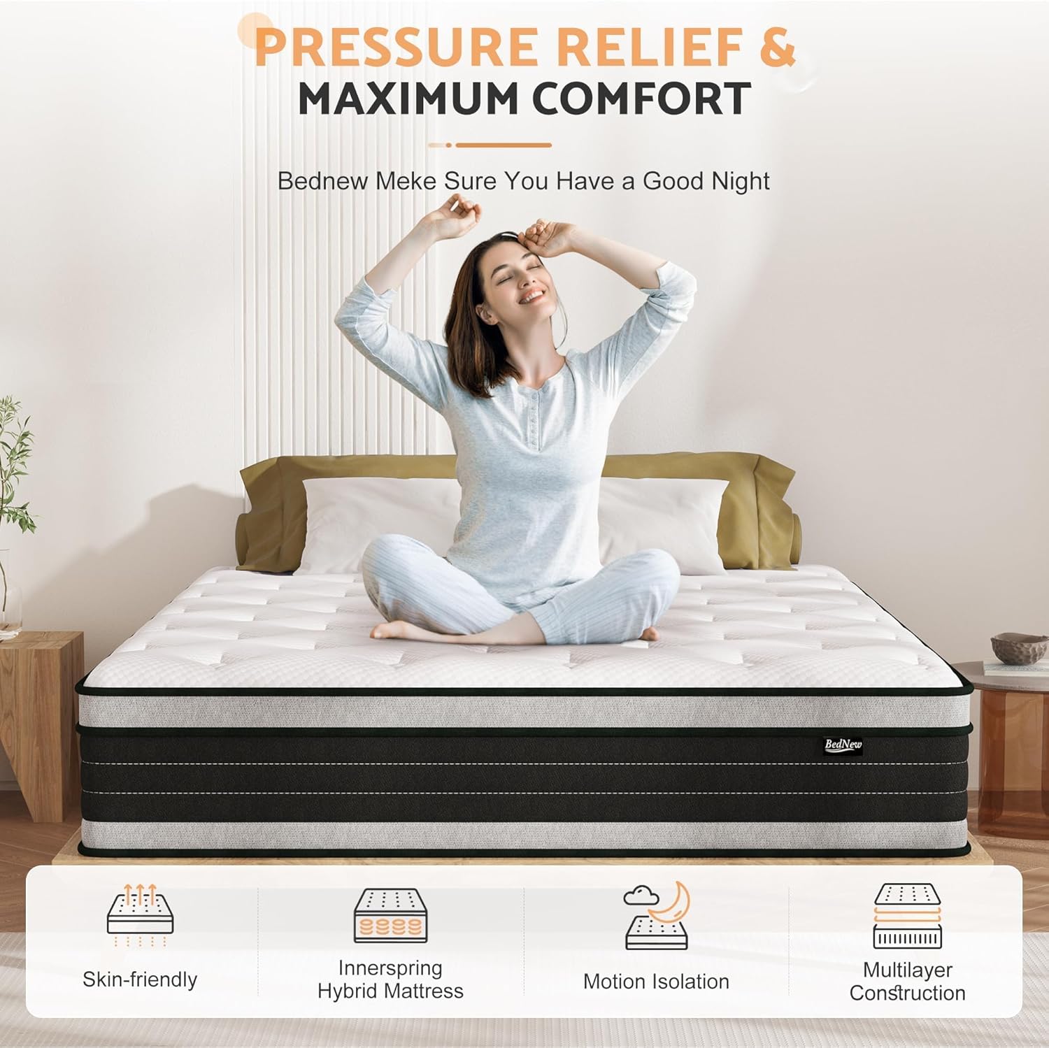 Double Mattresses 30cm, 12 Inch Innerspring Hybrid Mattress Double 4FT6 with Breathable Foam and Pocket Spring For Cool Comfort Sleep, Medium Firm Mattress(135x190x30cm) image 4