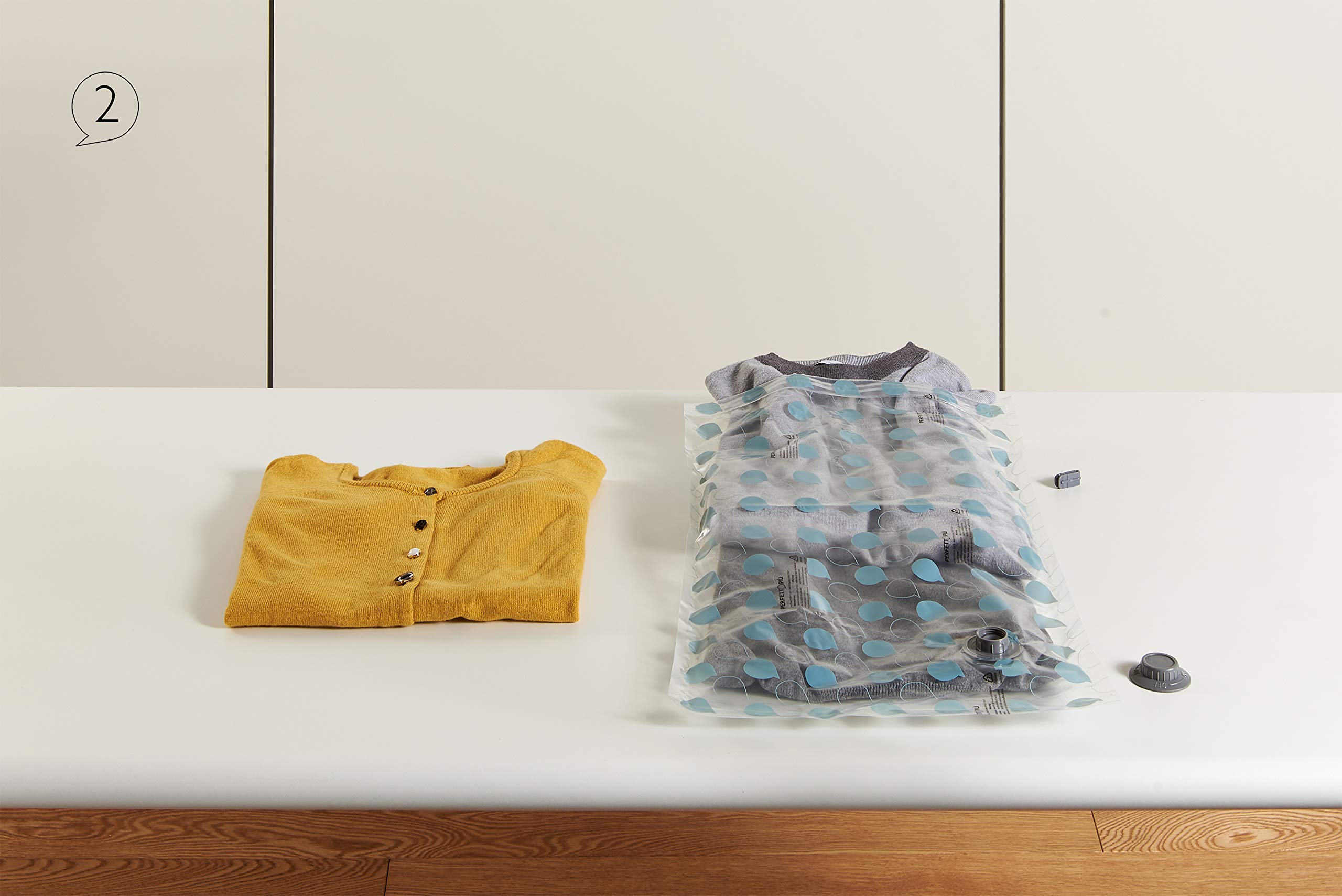 Sacchetti Sottovuoto Perfetto Più 50x70 Cm - 2 Pezzi - Per Indumenti E Biancheria - Utilizzo Con Aspirapolvere O Compressione Manuale