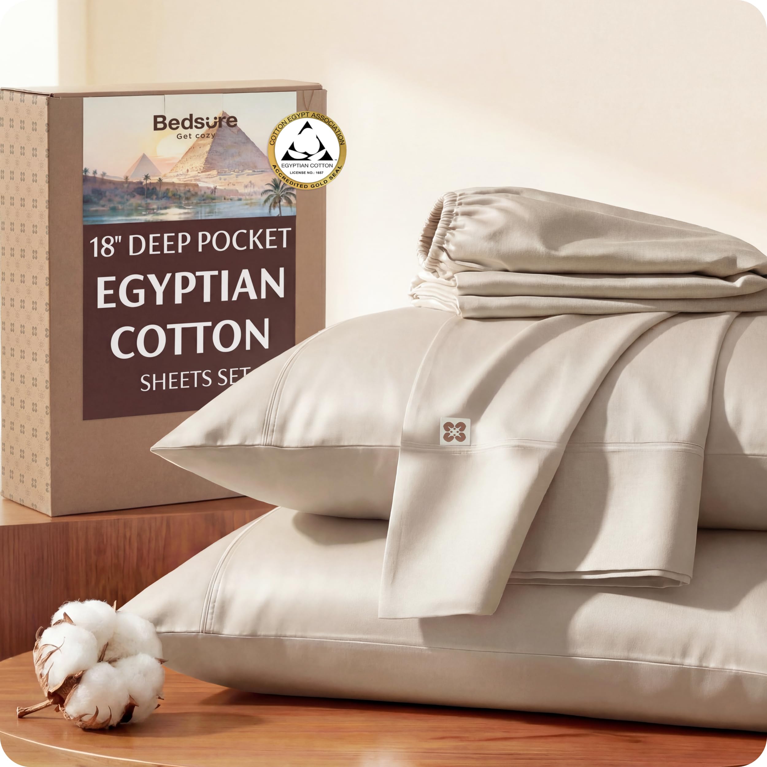 Bedsure Giza Egyptian Cotton Sheets