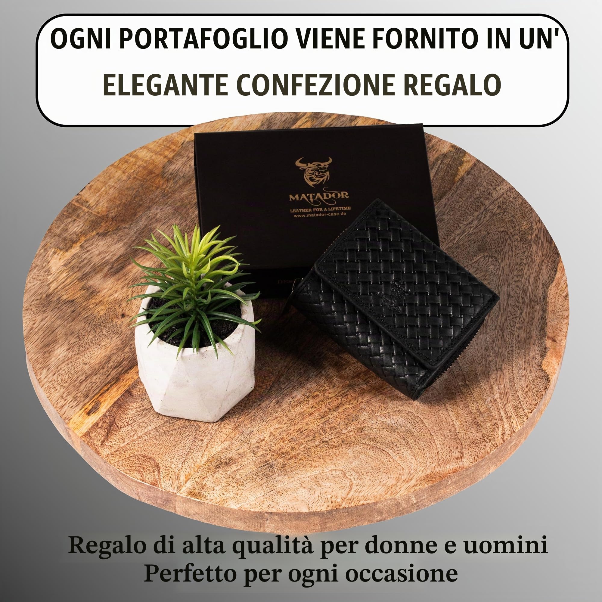 Matador Marca Portafoglio Uomo Pelle #CHIQUITO con Nobile Scatola Regalo, Portafoglio Prima Classe di Lusso con Protezione RFID, Portamonete Uomo con Molti Scomparti per Carte