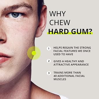 Jawliner® Jawline Chewing Gum Hard Chewing Resistance Workout Gum for Jawline Sculpting Hard Chewing Gum for Jaw Strength Facial Fitness Jaw Trainer Mewing for Men & Women Blueberry 40 Pieces