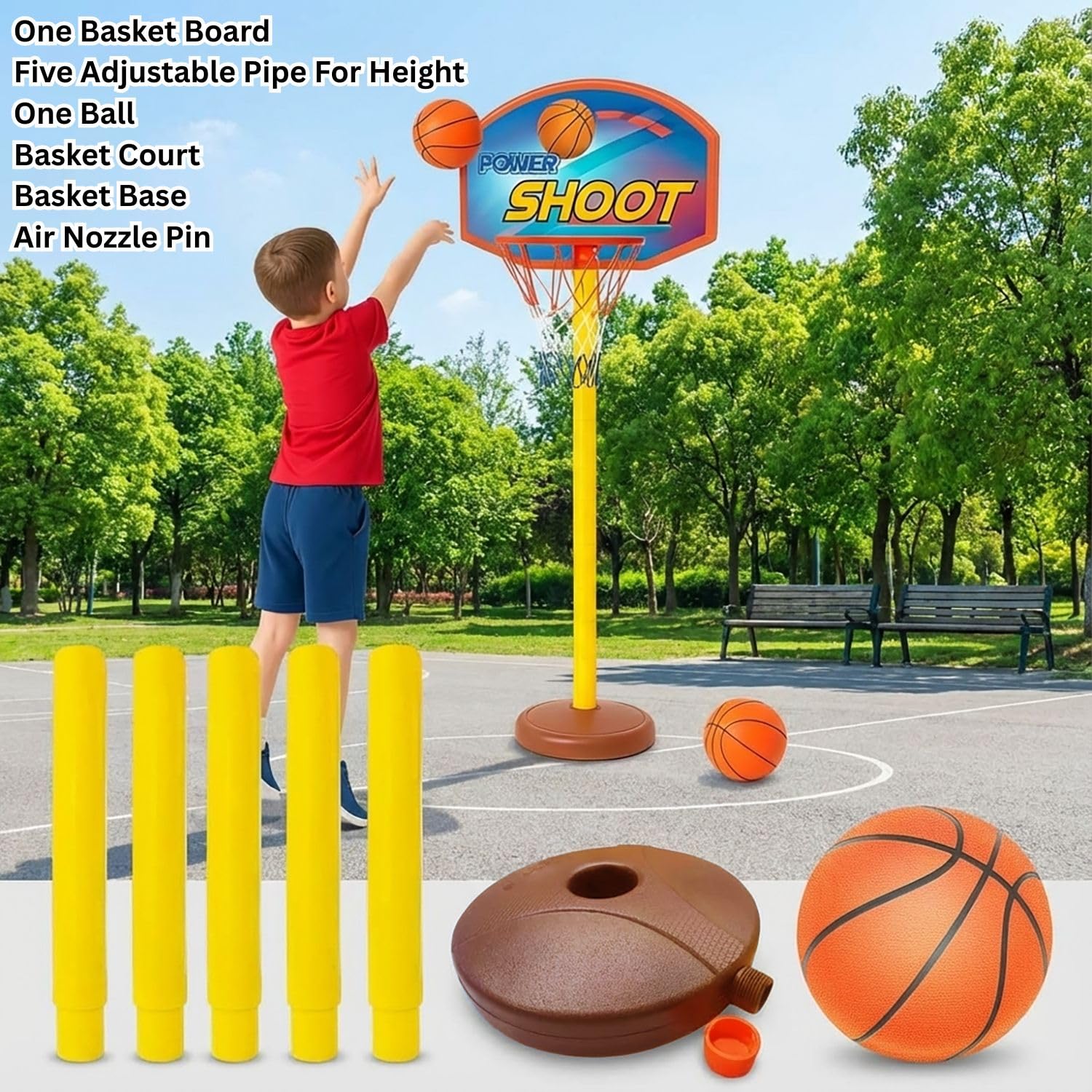 FunBlast Basketball for Kids - Basketballs with Net and Adjustable Stand, Basketballs Toys, Indoor and Outdoor Games for Boys & Kids (Multicolor) 2