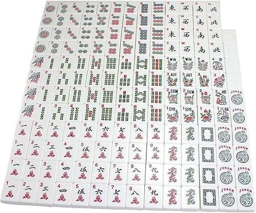 Miniatura 6 de Pagamos tu impuesto de ventas American Mahjong Set en caja de madera  4 estantes de madera y empujadores incluidos, 166 azulejos M30MH