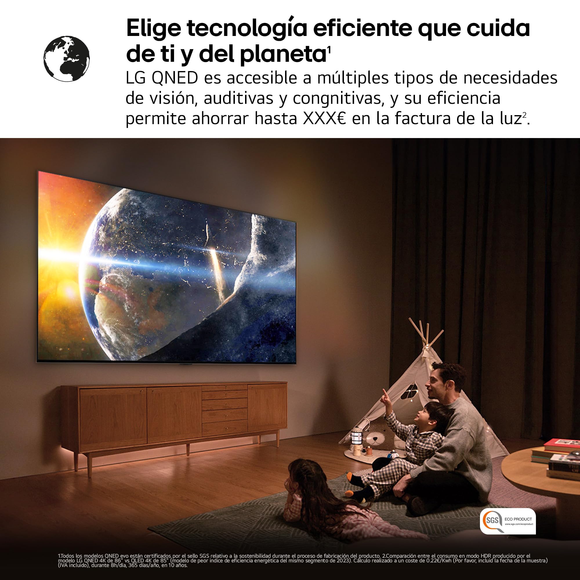 LG 85QNED93A6A - TV 85", 4K QNED EVO, Smart TV, WebOS 25, Procesador Potente e Inteligente, MiniLED AI, Super Upscaling, Dolby Vision y Atmos, Alexa/Google Assistant, Negro