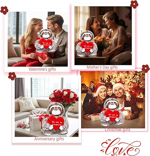 Miniatura 7 de IKASA Juguete de peluche de perezoso que sostiene el corazón con amor para el día de San Valentín, lindo peluche de 9 pulgadas, suave y pequeño,