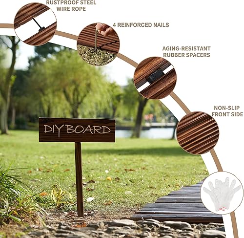 Miniatura 2 de Spurgehom Camino de jardín de madera de 8 pies, camino recto para exteriores, camino de suelo de cedro, camino decorativo, césped, patio, adoquines,