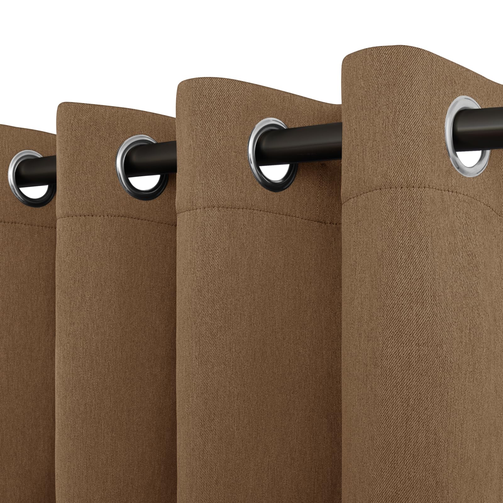 Easy-Going Linen Look Blackout Curtain 84 Inch Length Grommet Window Curtain Drapes for Bedroom, Living Room Thermal Insulated Room Darkening (Set of 2 Panels, Brown)