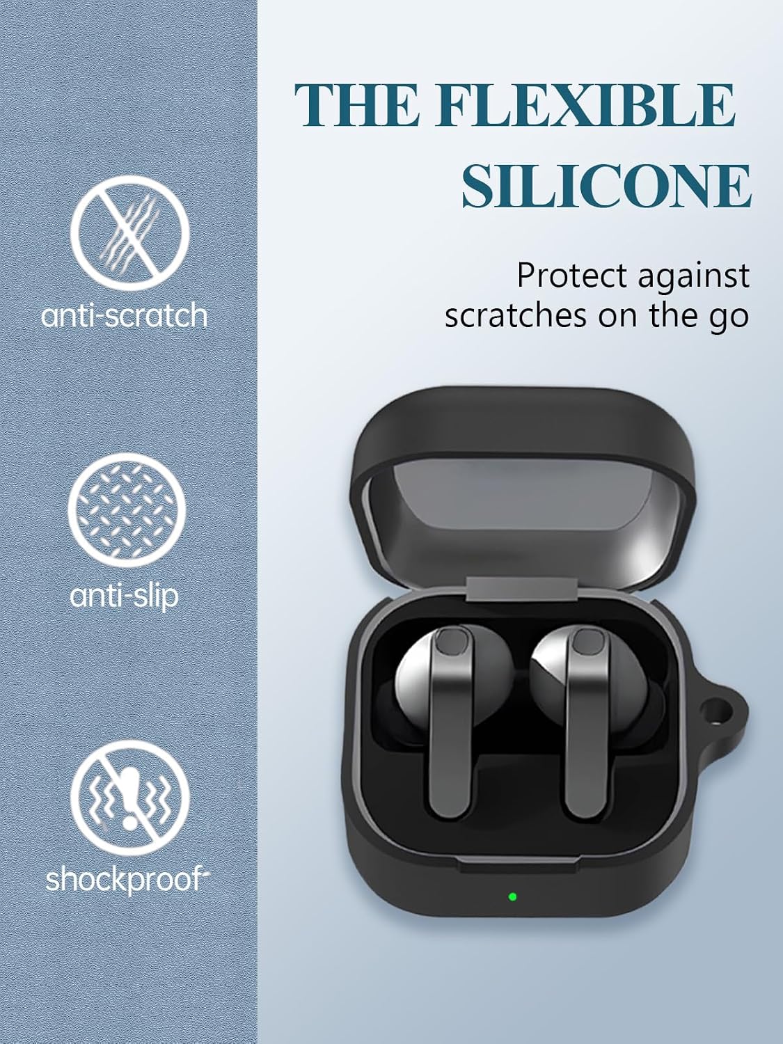 Case for Samsung Galaxy Buds 4 Pro Earbuds 2026 NEW, WUNIAK Soft Silicone Protective Portable Scratch Shock Resistant Shell with Cleaner Kit & Carabiner & Lanyard for Samsung Galaxy Buds 4 Pro,Black image 5