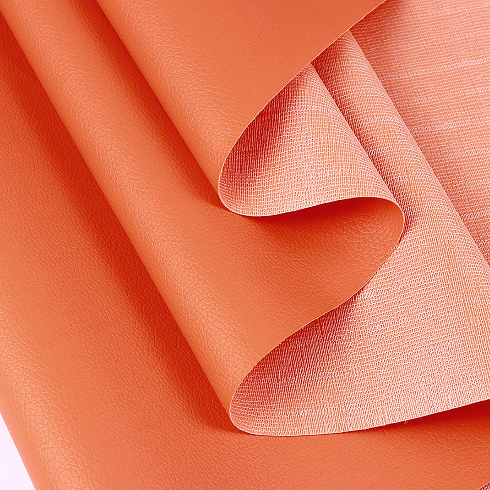 Feuille de réparation cuir orange 1.38x4m pour rénovation de grand meuble