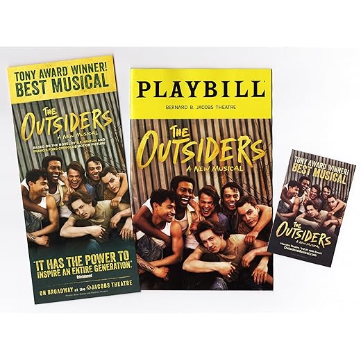 Brody Grant "THE OUTSIDERS" Brent Comer/Jason Schmidt/Sky Lakota-Lynch/Emma Pittman/January 2025 Broadway Musical Playbill with (2) Two Advertising Flyers
