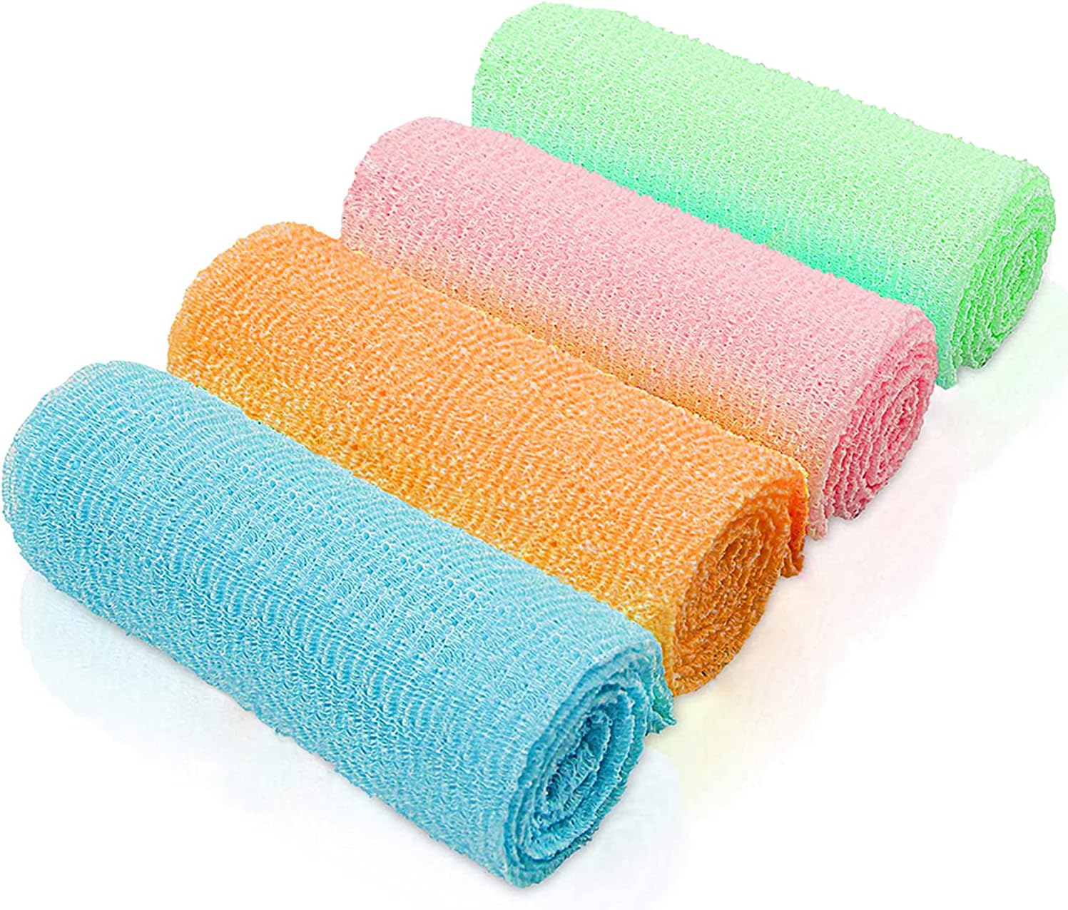 DYKL 4 Pack Exfoliating Washcloth , Japanese Nylon Body Scrubber Towel, Durable Back Scrubber, Playing The Role of Cleaning Pores, Preventing Clogging of Pores and Protecting The Skin.