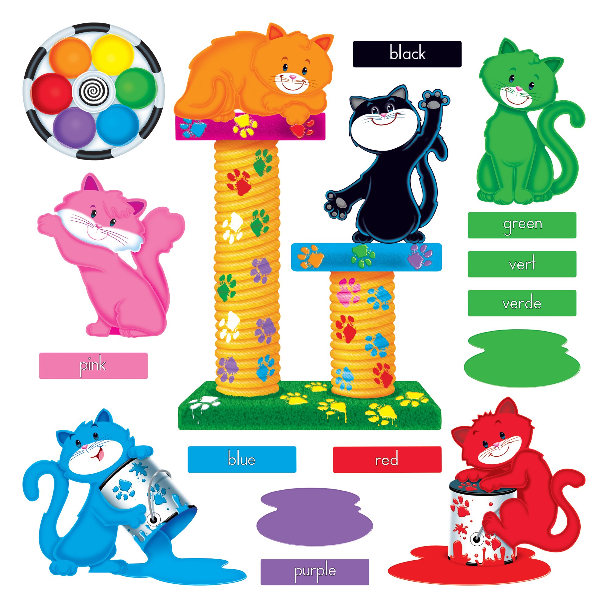 TREND ENTERPRISES, INC. T-8284 Curious Color Cats Bulletin Board Set