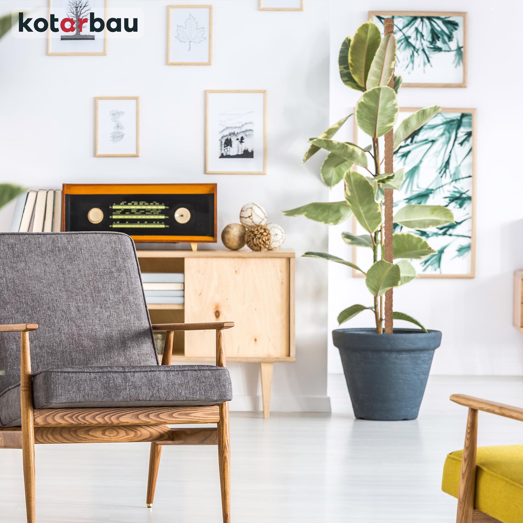 KOTARBAU® 4 uds Tutores para Plantas - Tutor Monstera - Fibra de Coco - ⌀ 3,2 x 180 cm - Marrón - Palos para Sujetar Plantas - Tutor Planta
