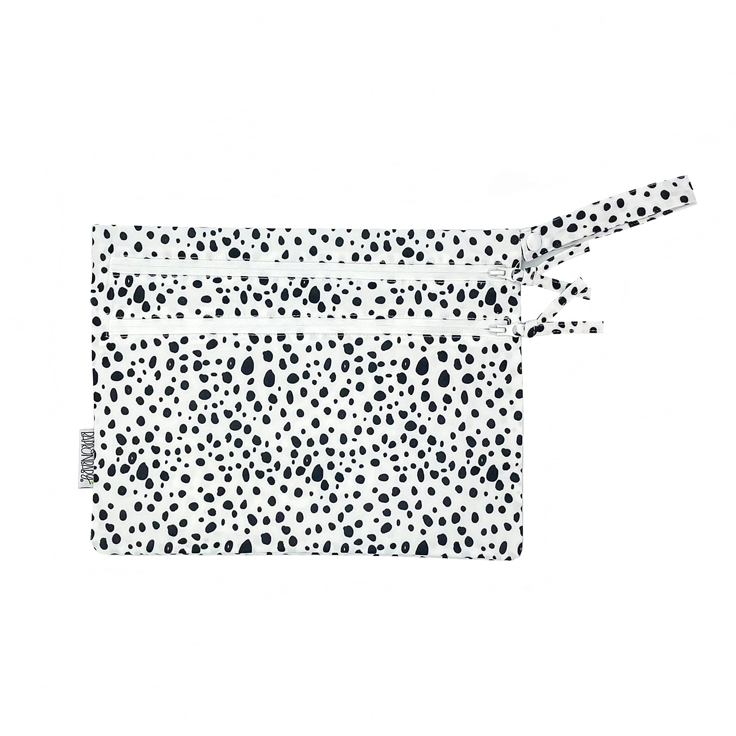 BapronBaby Organic Dot Wet Dry Bag - Waterproof Two Zipper Pocket - Reusable for Mealtime, Diapers, Stroller, Snacks, Swimsuits - Machine Washable - 12" x 9"-image-2
