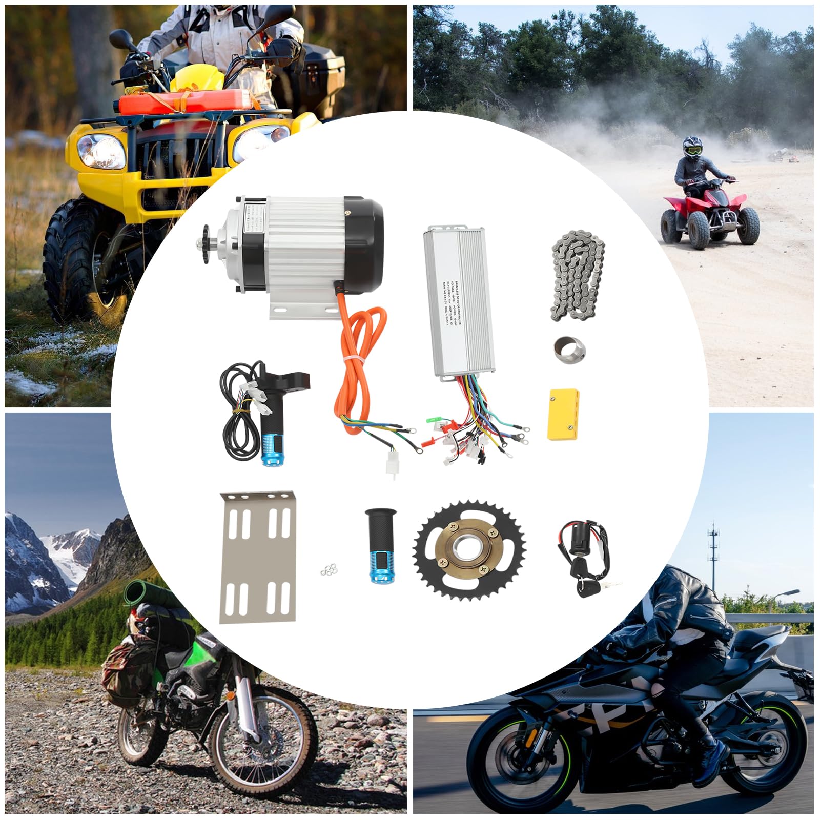 48V 1000W Bürstenloses Motor-Kit,E Bike Umbausatz,Elektromotor Umbausatz,Drei-Gang-Getriebe-Design,Rückwärtsfunktion,Für Dreirad, Rikscha,Voller Satz