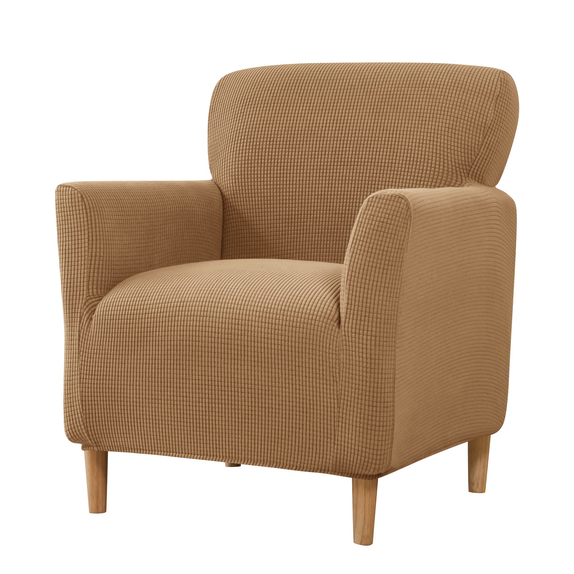 LiveGo Banquet Armchair Slipcovers Luxury Velvet Chair Slipcover with Arms Stretch Chair Covers for Living Room Soft Armchair Slipcover Nonslip Dog Pet Friendly Furniture Protector (Light Coffee a)