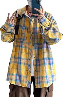 [TYQQU] チェックシャツ メンズ おしゃれ 大きいサイズ 半袖 長袖 ボタンシャツ カジュアル 人気 韓国風 トップス ゆったり ポケット付き アウター 春夏秋